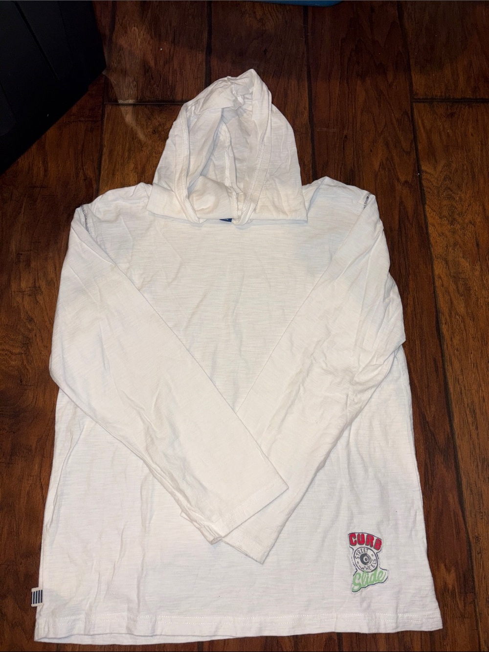Naartjie Kids white  Hooded Long Sleeve Tee with Curbside Patch